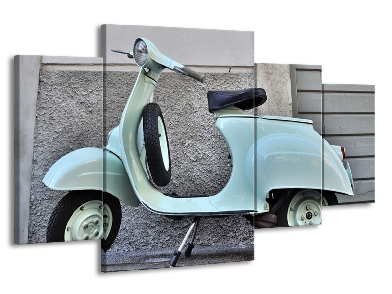 Glasschilderij Scooter, Motor | Groen, Grijs | 160x90cm 4Luik