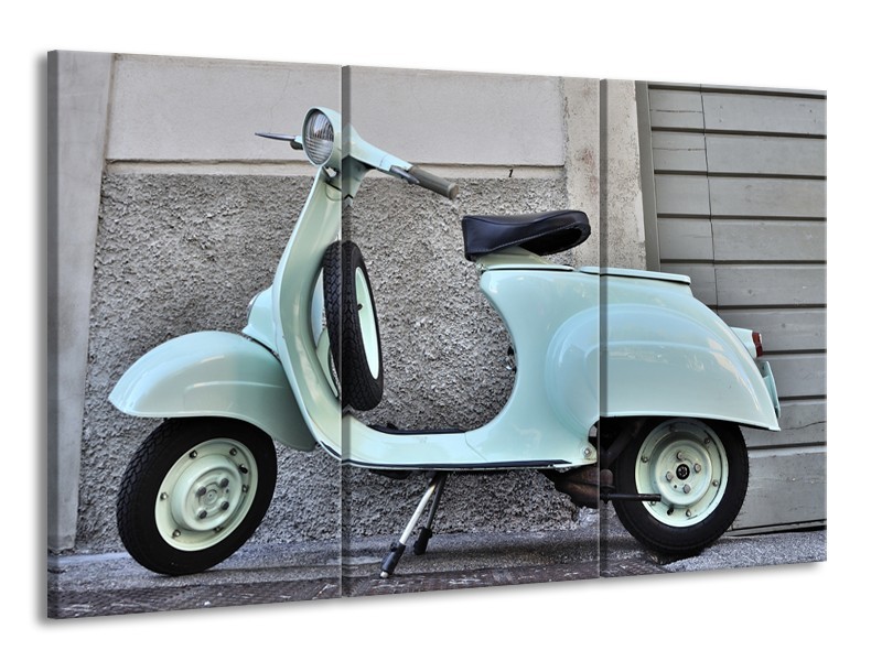 Glasschilderij Scooter, Motor | Groen, Grijs | 165x100cm 3Luik