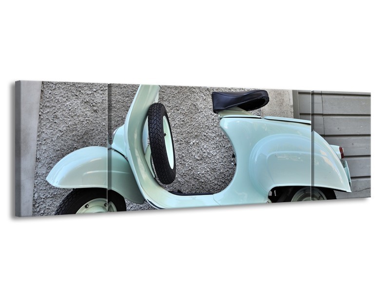 Glasschilderij Scooter, Motor | Groen, Grijs | 170x50cm 3Luik