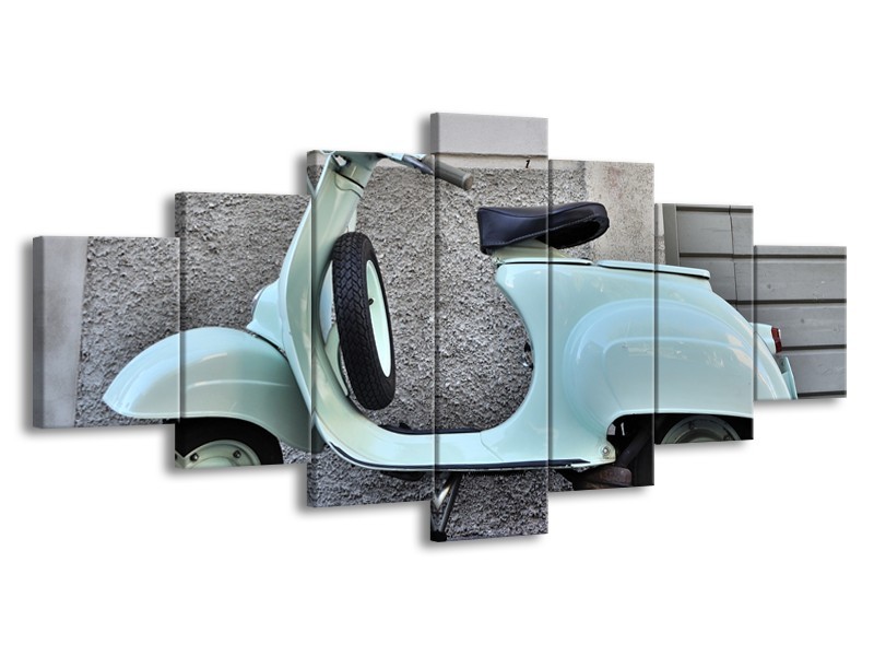 Glasschilderij Scooter, Motor | Groen, Grijs | 210x100cm 7Luik