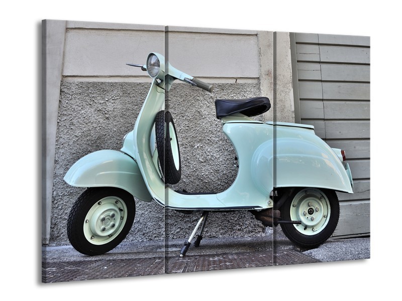 Glasschilderij Scooter, Motor | Groen, Grijs | 60x90cm 3Luik