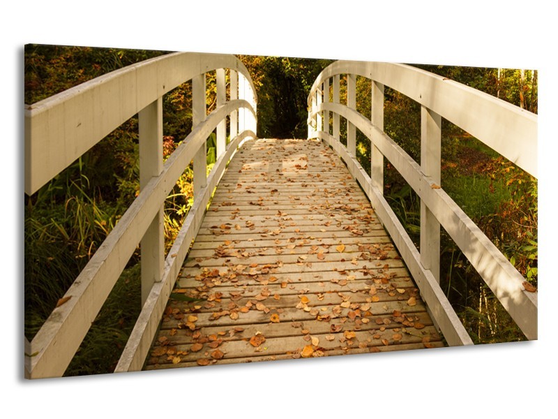 Canvas Schilderij Brug, Natuur | Bruin, Oranje, Crème | 190x100cm 1Luik