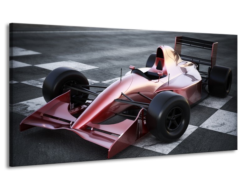 Canvas Schilderij Auto, Formule 1 | Grijs, Roze, Rood | 170x90cm 1Luik