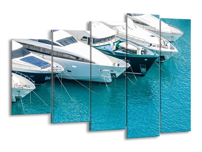 Glasschilderij Boot, Water | Wit, Turquoise | 150x100cm 5Luik