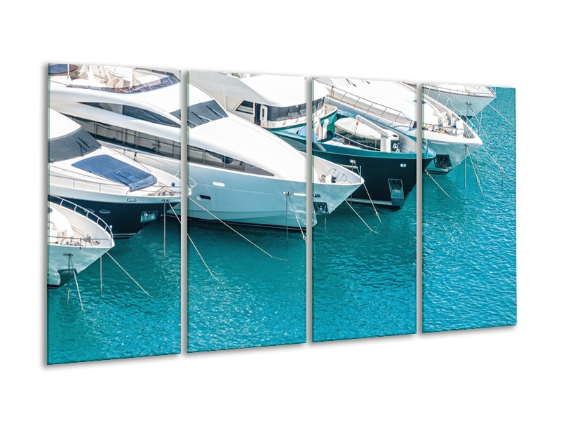 Glasschilderij Boot, Water | Wit, Turquoise | 160x80cm 4Luik