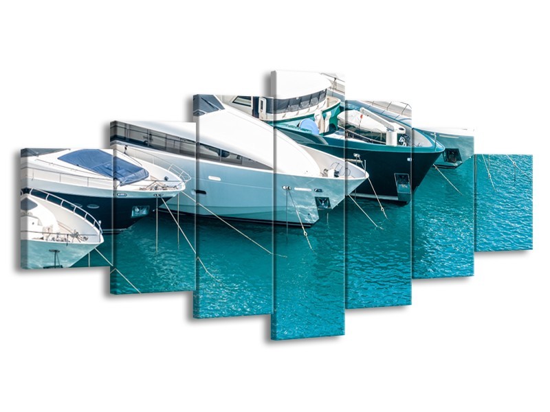 Glasschilderij Boot, Water | Wit, Turquoise | 210x100cm 7Luik