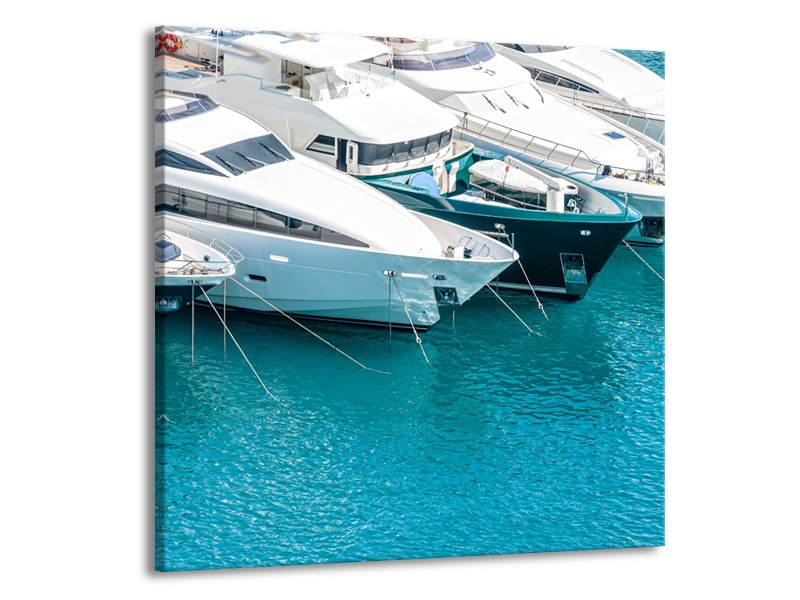 Canvas Schilderij Boot, Water | Wit, Turquoise | 70x70cm 1Luik
