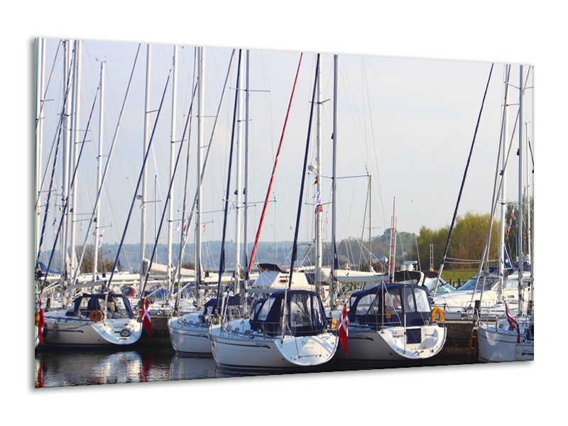 Glasschilderij Boot | Grijs, Wit, Blauw | 120x70cm 1Luik