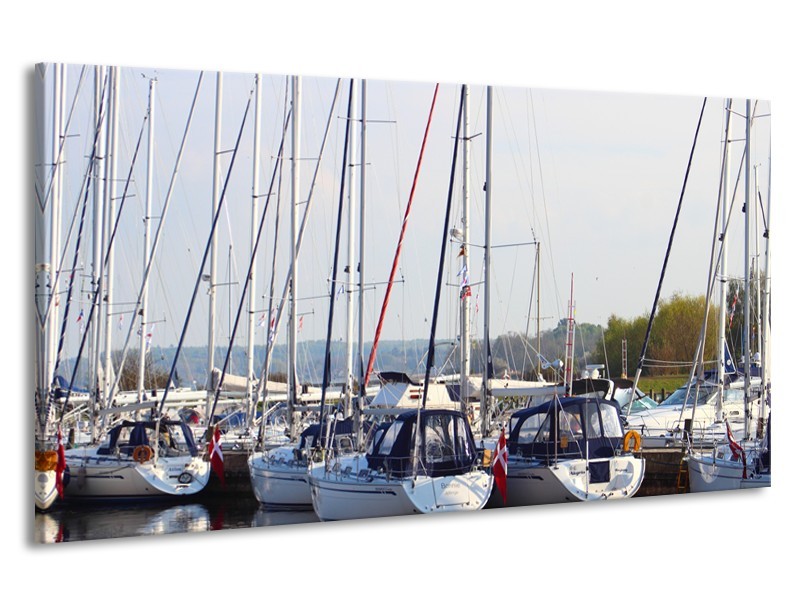 Canvas Schilderij Boot | Grijs, Wit, Blauw | 190x100cm 1Luik