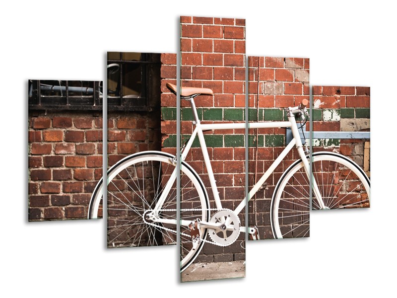 Glasschilderij Fiets | Bruin, Wit | 100x70cm 5Luik