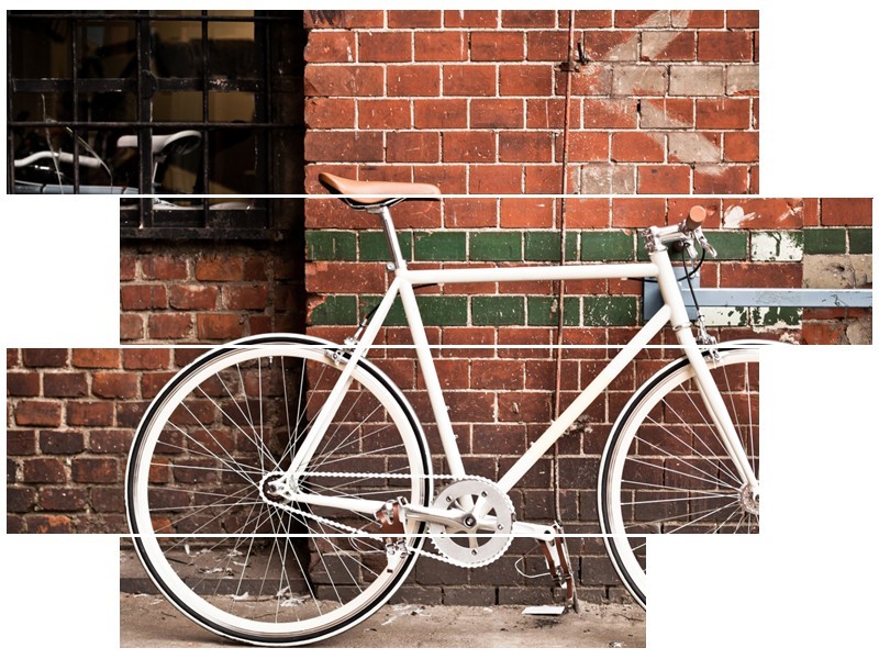 Glasschilderij Fiets | Bruin, Wit | 115x85cm 4Luik