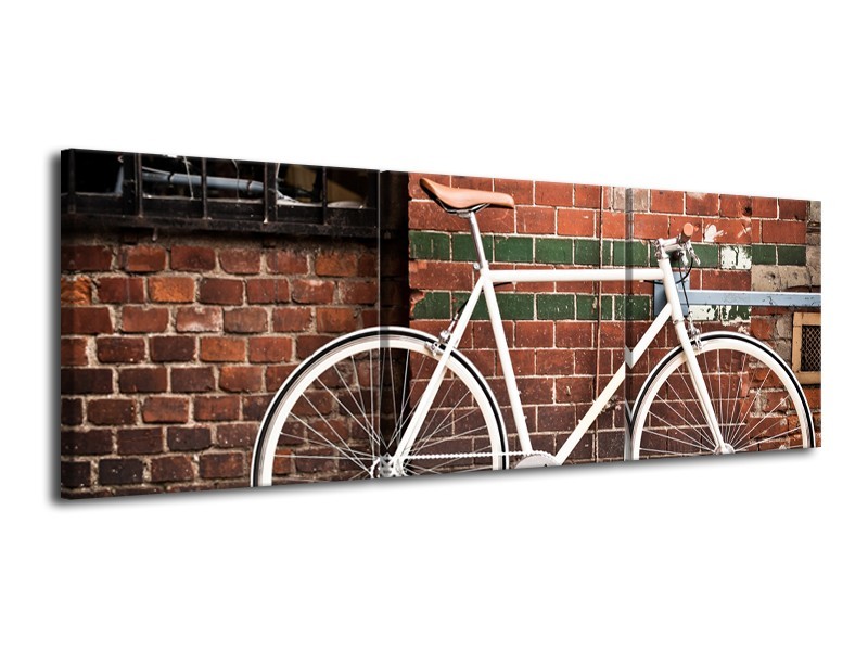 Glasschilderij Fiets | Bruin, Wit | 120x40cm 3Luik