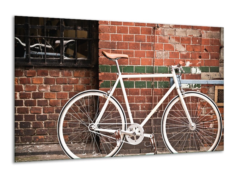 Canvas Schilderij Fiets | Bruin, Wit | 120x70cm 1Luik