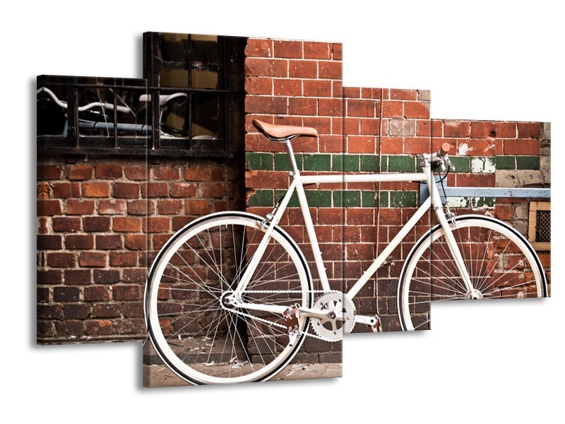 Glasschilderij Fiets | Bruin, Wit | 120x75cm 4Luik