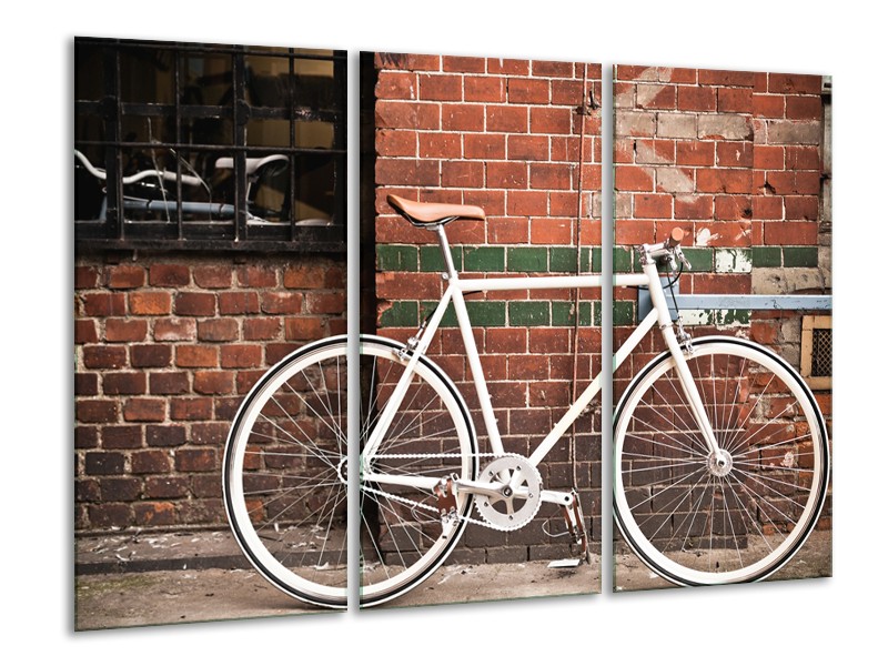 Glasschilderij Fiets | Bruin, Wit | 120x80cm 3Luik