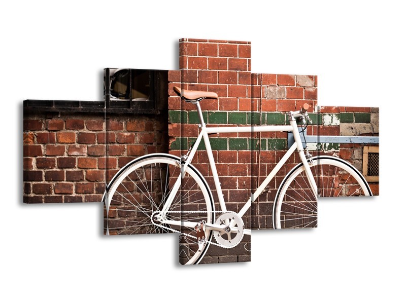 Glasschilderij Fiets | Bruin, Wit | 125x70cm 5Luik