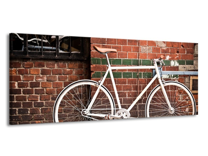 Canvas Schilderij Fiets | Bruin, Wit | 145x58cm 1Luik