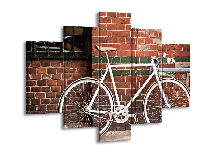 Canvas Schilderij Fiets | Bruin, Wit | 150x105cm 5Luik