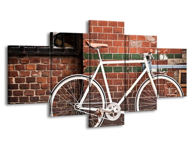 Glasschilderij Fiets | Bruin, Wit | 150x80cm 5Luik