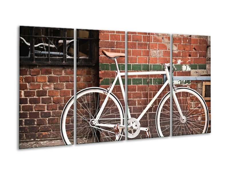 Glasschilderij Fiets | Bruin, Wit | 160x80cm 4Luik