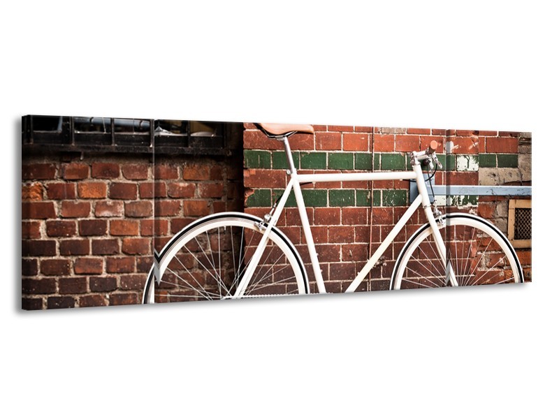 Glasschilderij Fiets | Bruin, Wit | 170x50cm 3Luik