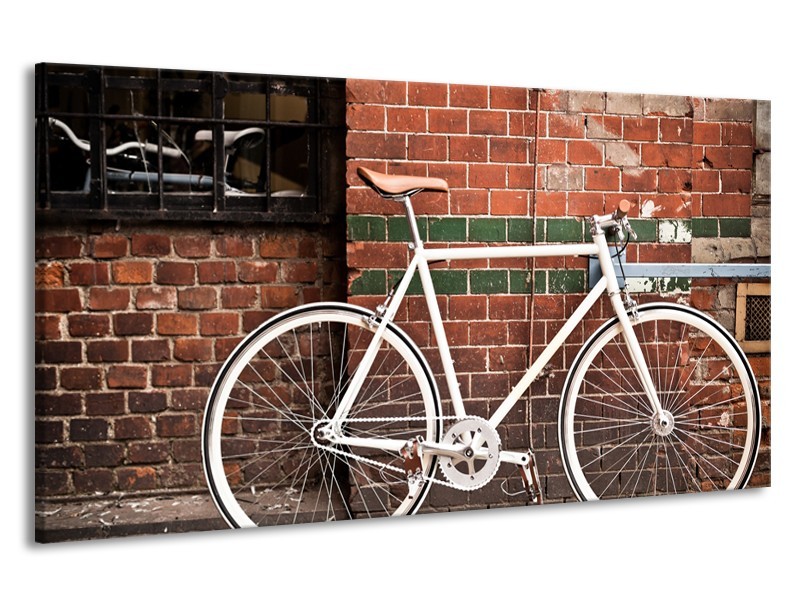 Canvas Schilderij Fiets | Bruin, Wit | 190x100cm 1Luik