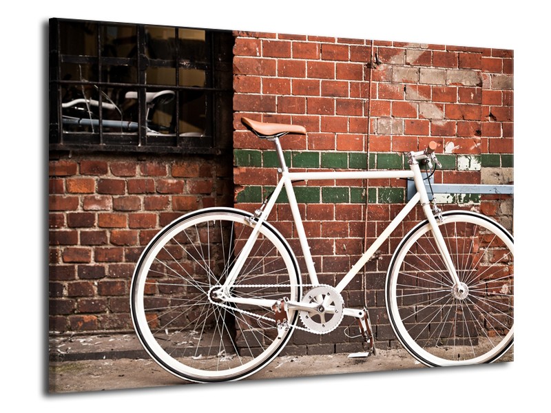 Canvas Schilderij Fiets | Bruin, Wit | 70x50cm 1Luik