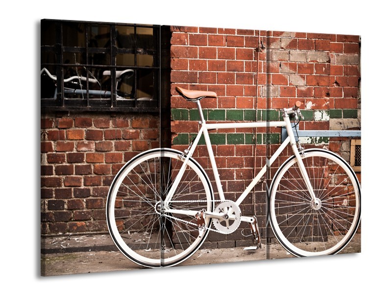 Glasschilderij Fiets | Bruin, Wit | 60x90cm 3Luik