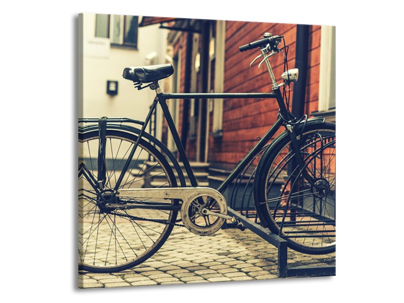 Canvas Schilderij Fiets | Bruin, Grijs, Crème | 50x50cm 1Luik