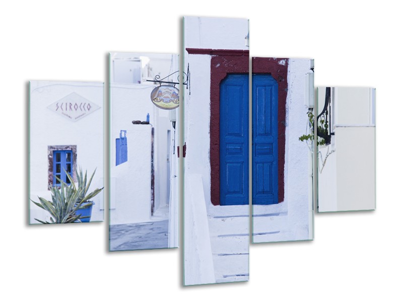 Glasschilderij Griekenland | Wit, Blauw | 100x70cm 5Luik