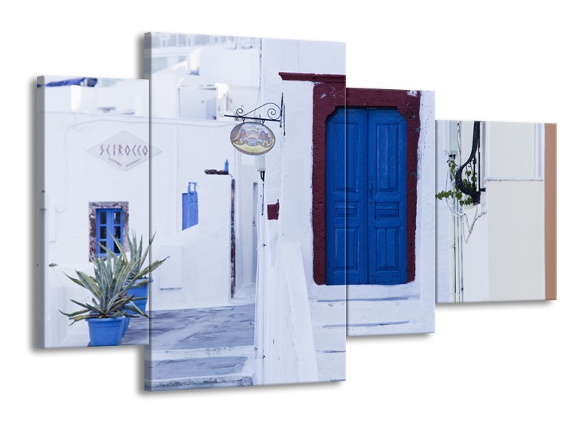 Canvas Schilderij Griekenland | Wit, Blauw | 120x75cm 4Luik
