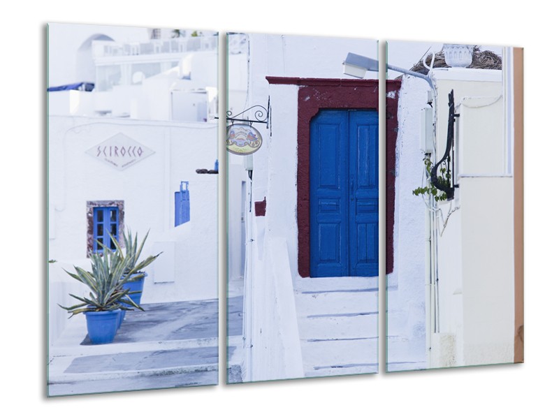 Canvas Schilderij Griekenland | Wit, Blauw | 120x80cm 3Luik
