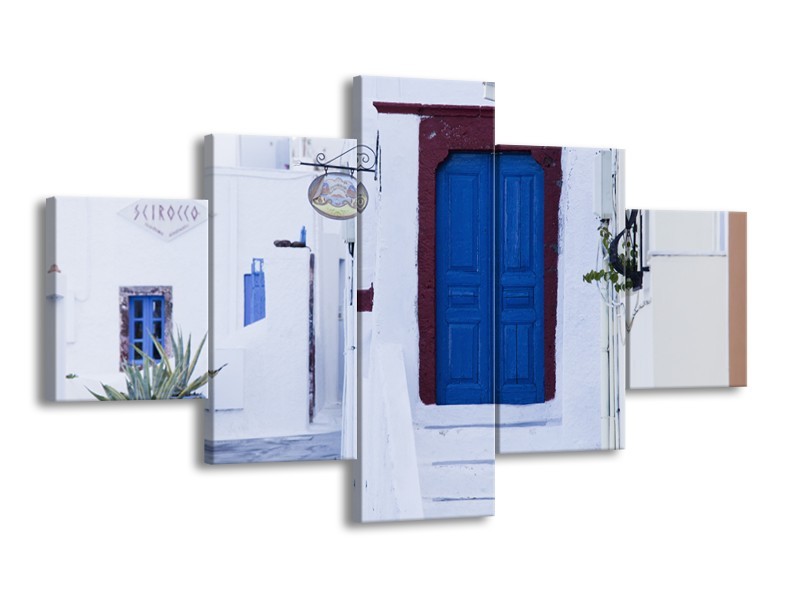 Canvas Schilderij Griekenland | Wit, Blauw | 125x70cm 5Luik