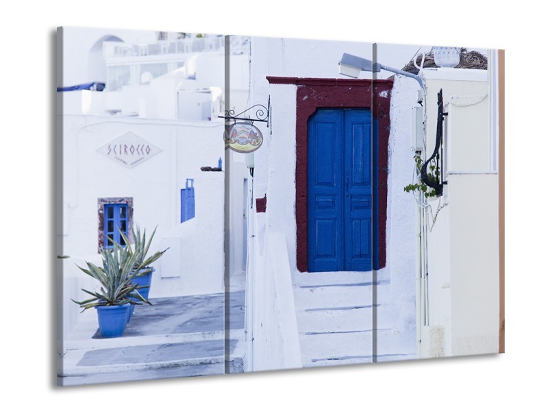 Glasschilderij Griekenland | Wit, Blauw | 60x90cm 3Luik