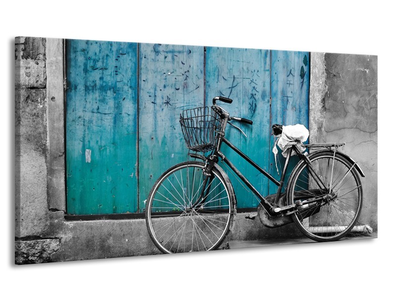 Canvas Schilderij Fiets | Turquoise, Grijs | 170x90cm 1Luik