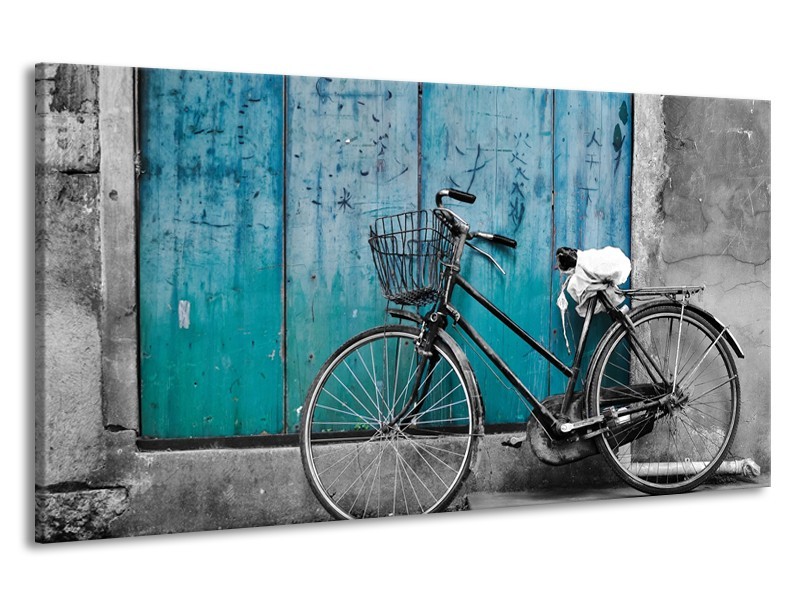 Canvas Schilderij Fiets | Turquoise, Grijs | 190x100cm 1Luik
