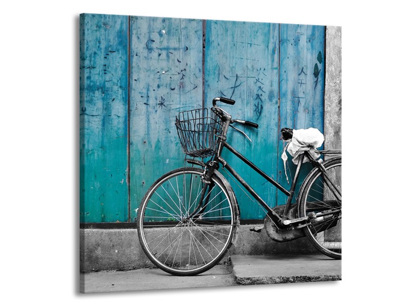 Canvas Schilderij Fiets | Turquoise, Grijs | 50x50cm 1Luik