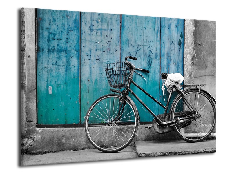 Canvas Schilderij Fiets | Turquoise, Grijs | 70x50cm 1Luik