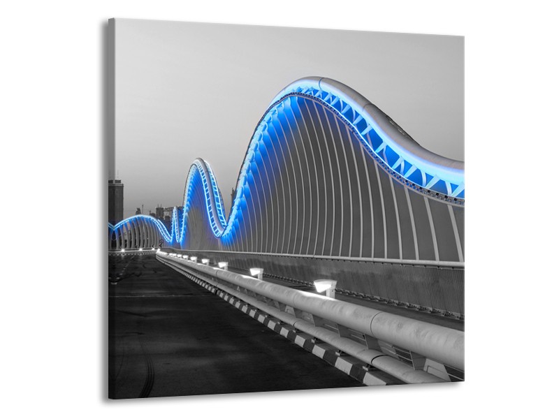 Canvas Schilderij Brug | Blauw, Grijs | 50x50cm 1Luik