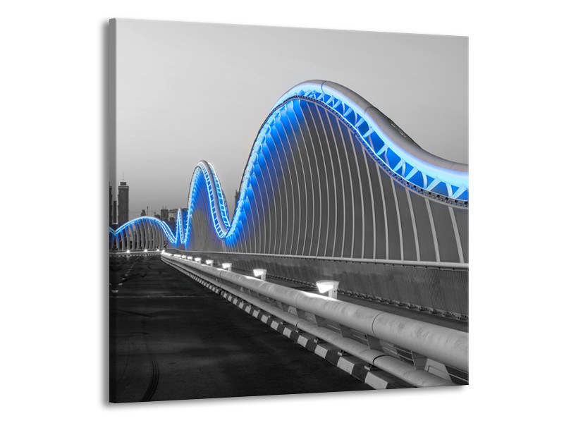 Canvas Schilderij Brug | Blauw, Grijs | 70x70cm 1Luik