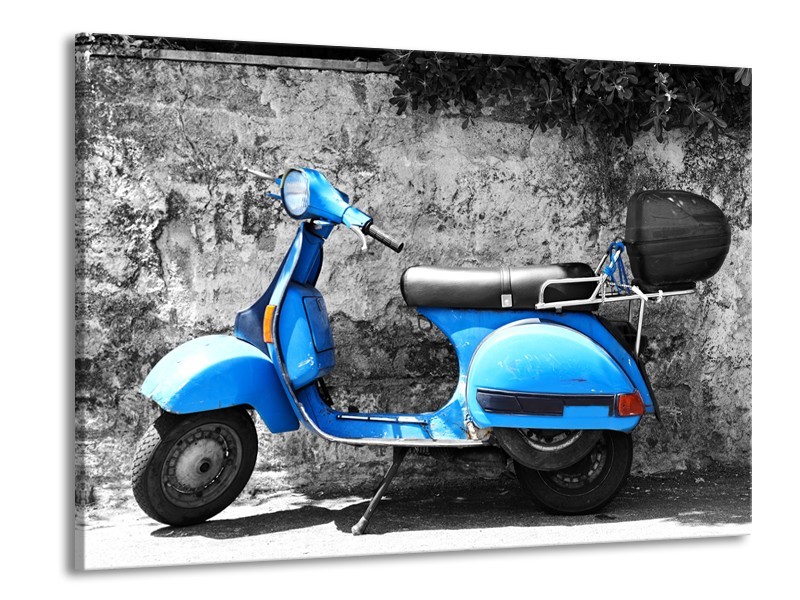Glasschilderij Scooter, Motor | Grijs, Blauw | 100x70cm 1Luik