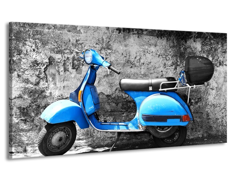 Canvas Schilderij Scooter, Motor | Grijs, Blauw | 170x90cm 1Luik