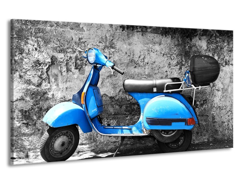 Canvas Schilderij Scooter, Motor | Grijs, Blauw | 190x100cm 1Luik