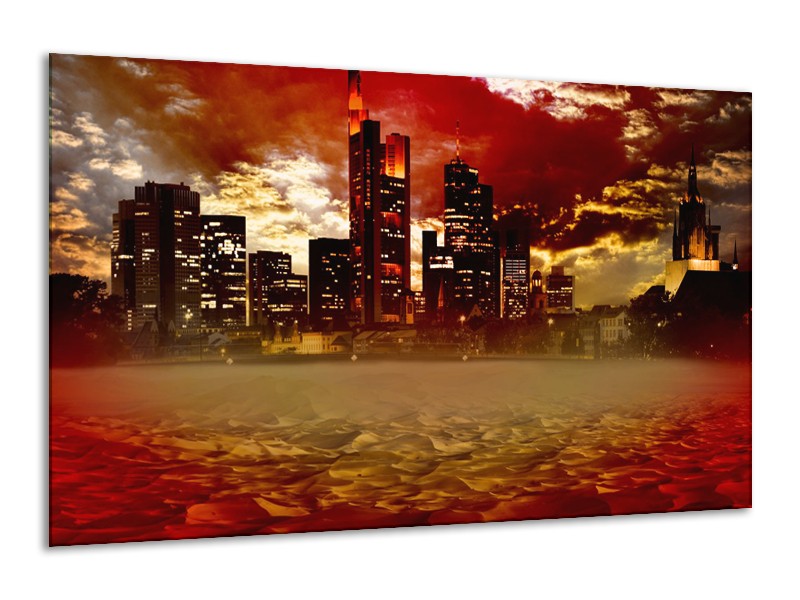 Glasschilderij New York, Steden | Bruin, Rood, Oranje | 120x70cm 1Luik