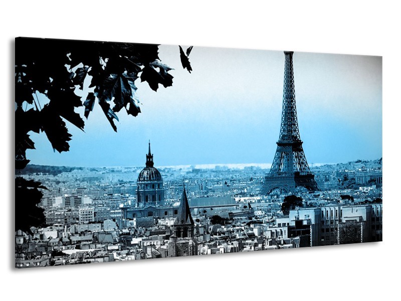 Canvas Schilderij Parijs, Eiffeltoren | Grijs, Blauw | 170x90cm 1Luik