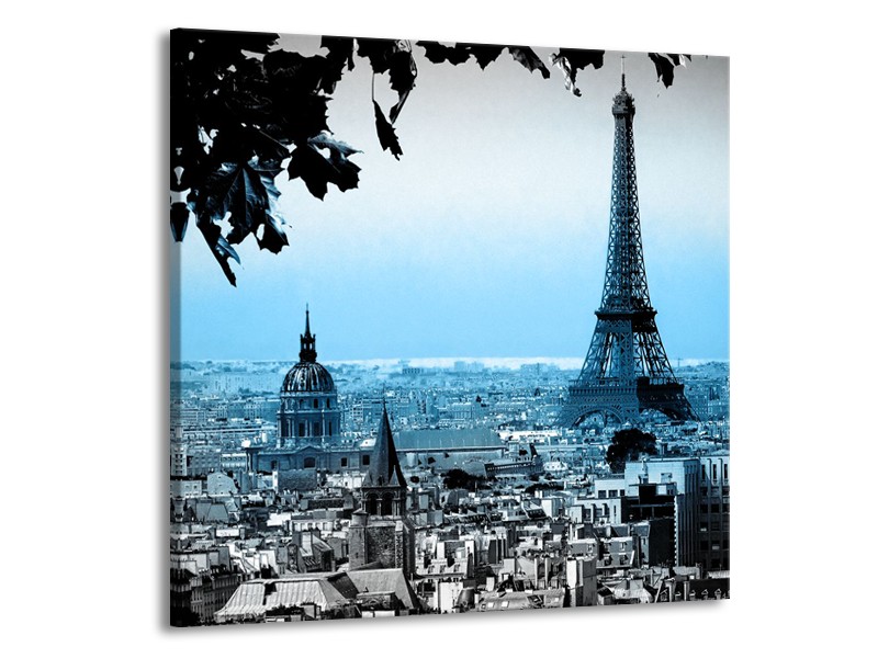 Canvas Schilderij Parijs, Eiffeltoren | Grijs, Blauw | 50x50cm 1Luik