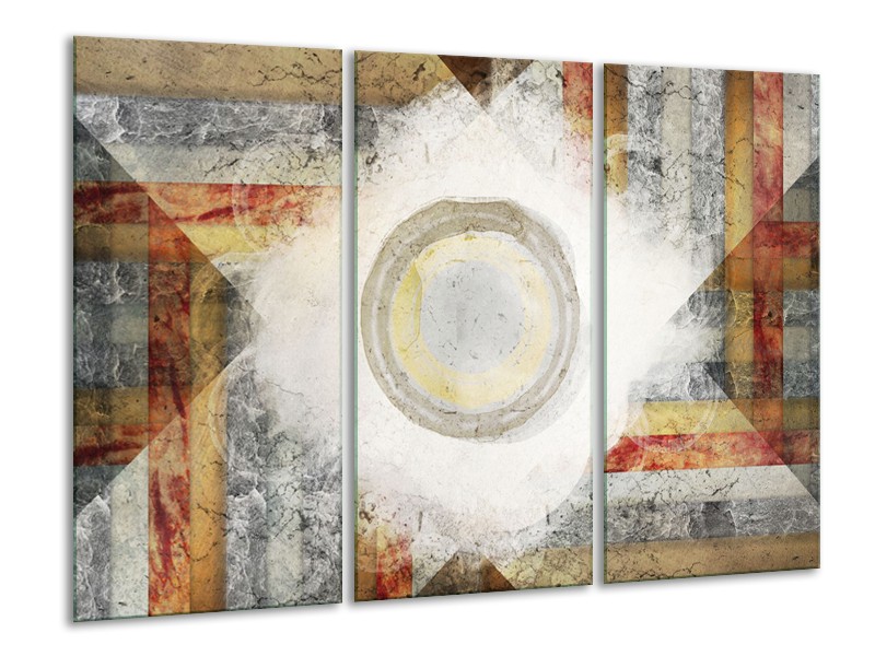Canvas Schilderij Abstract | Grijs, Crème, Bruin | 120x80cm 3Luik
