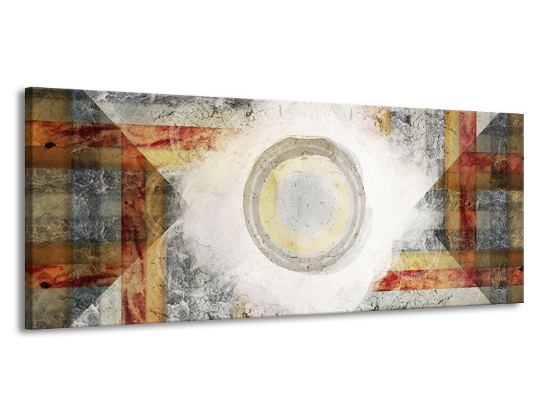 Glasschilderij Abstract | Grijs, Crème , Bruin | 145x58cm 1Luik