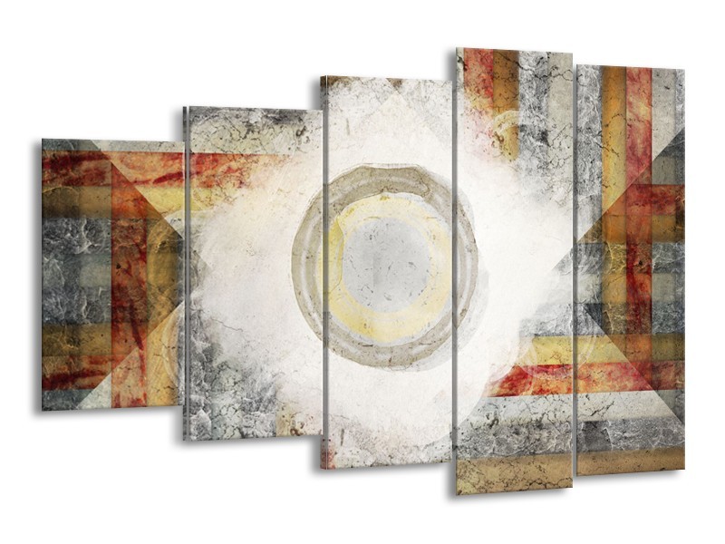 Glasschilderij Abstract | Grijs, Crème , Bruin | 150x100cm 5Luik
