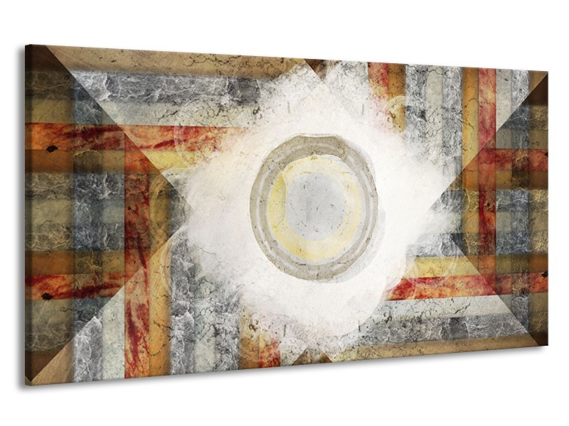 Canvas Schilderij Abstract | Grijs, Crème, Bruin | 190x100cm 1Luik